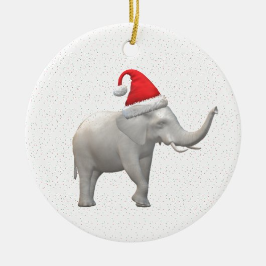 Weißer Elefant Keramik Ornament (Vorne)