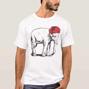 Weißer Elefant mit rotem Turban-T - Shirt