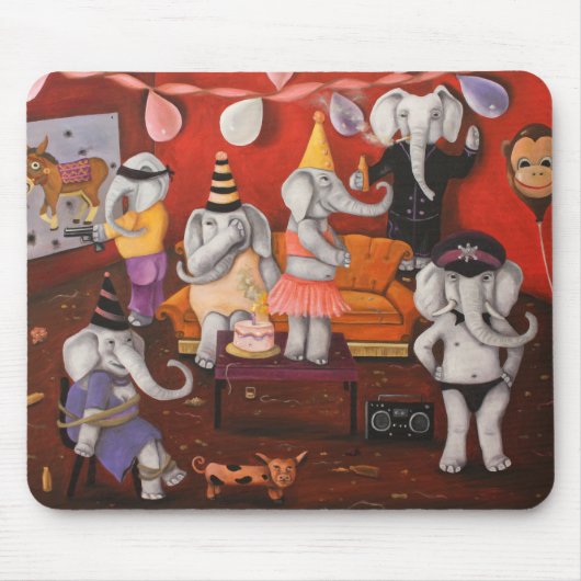 Weißer Elefant-Party Mousepad (Vorne)