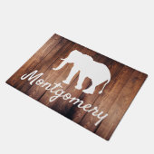 Weißer Elefant Silhouette & Holz| Personalisiert Fußmatte (Schrägansicht)