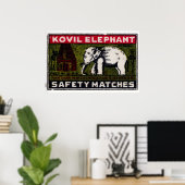 Weißer Elefant Tempel Matchbox Kunst Druck, Indisc Poster (Heimbüro)