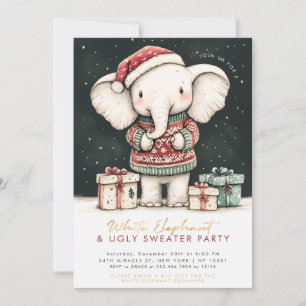 Weißer Elefant Ugly Sweater Party Einladung