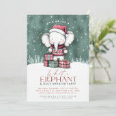 Weißer Elefant Ugly Sweater Party Einladung (Stehend Vorderseite)