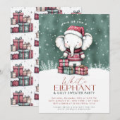Weißer Elefant Ugly Sweater Party Einladung (Vorne/Hinten)