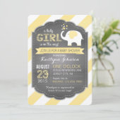 Weißer Elefant-und Streifen-Babyparty Einladung (Stehend Vorderseite)