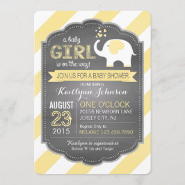Weißer Elefant-und Streifen-Babyparty Einladung