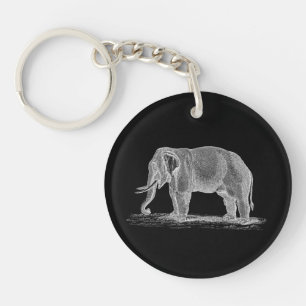 Weißer Elefant Vintage 1800s Illustration Schlüsselanhänger