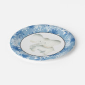 Weißer Elefant Weihnachtsschneeflocke-Partyplatte Pappteller (Schrägansicht)