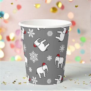 Weißer-Elefanten-Party-Weihnachten (Grau) Papierta Pappbecher