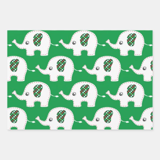 Weißer Elefantenbeutel Geschenkpapier Set (Vorderseite)