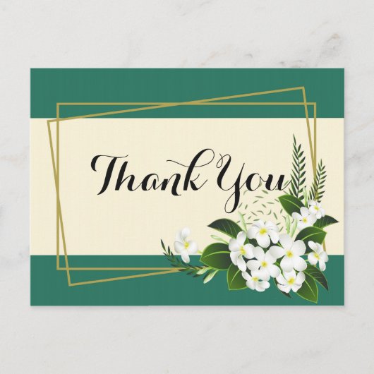 weißer, eleganter geometrischer Rahmen mit BlumenV Postkarte (Vorderseite)