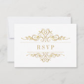 Weißer, eleganter Goldener Rahmen RSVP Karte (Vorderseite)