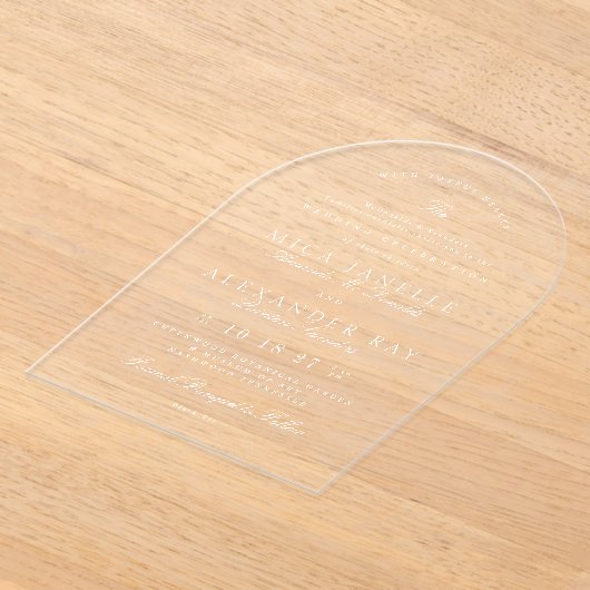 Weißer, eleganter Kalligraphiebogen Acryleinladungen (Ablage )