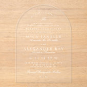 Weißer, eleganter Kalligraphiebogen Acryleinladungen (Vorderseite)