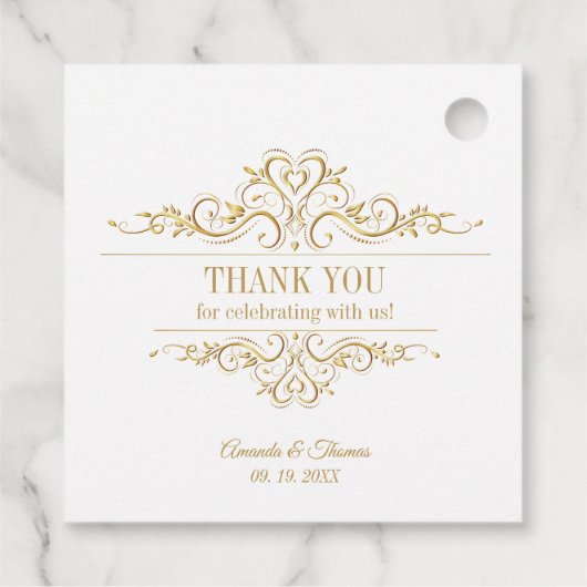 Weißer, eleganter Rahmen Geschenkanhänger (Rückseite)