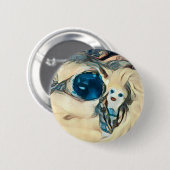 Weißer Elfknopf der Alligatorblauen Augen Button (Vorne & Hinten)