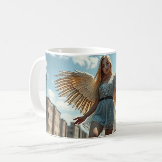 Weißer Engel Kaffeetasse (Vorderseite Links)