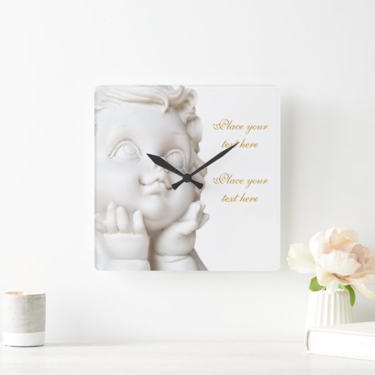 Weißer Engel Quadratische Wanduhr (Zuhause)