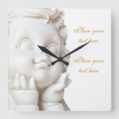 Weißer Engel Quadratische Wanduhr (Vorderseite)