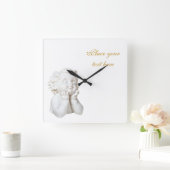 Weißer Engel Quadratische Wanduhr (Zuhause)