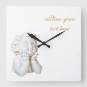 Weißer Engel Quadratische Wanduhr (Vorderseite)