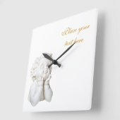 Weißer Engel Quadratische Wanduhr (Winkel)