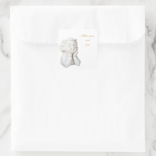 Weißer Engel Quadratischer Aufkleber (Tasche)