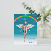 Weißer Engel unter dem Regenbogen Postkarte (Stehend Vorderseite)
