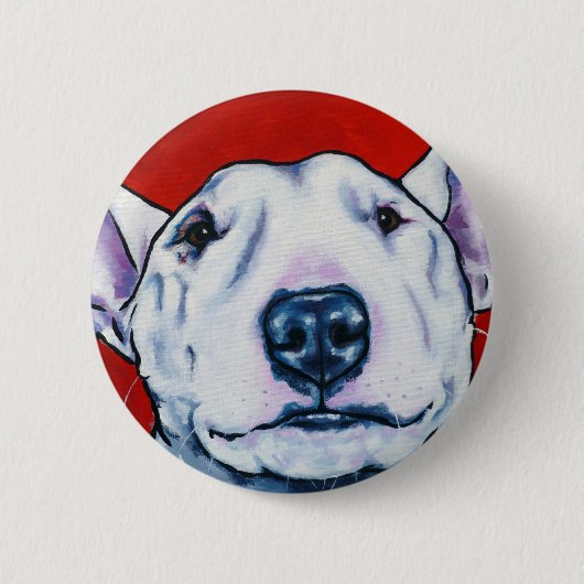 Weißer englischer Bullterrier Button (Vorderseite)