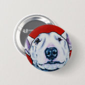 Weißer englischer Bullterrier Button (Vorne & Hinten)