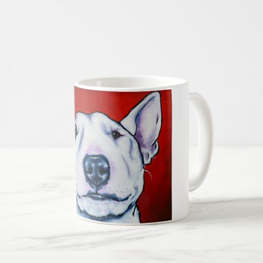 Weißer englischer Bullterrier Kaffeetasse (VorderseiteRechts)