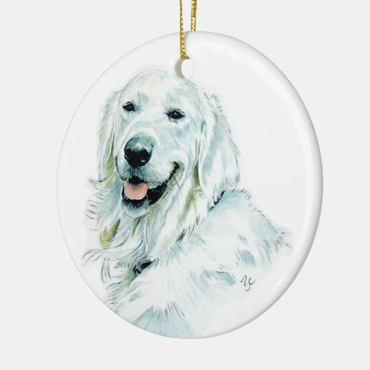 Weißer englischer Retriever Keramikornament (Links)