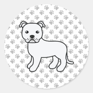 Weißer English Staffordshire Bull Terrier Hund Runder Aufkleber