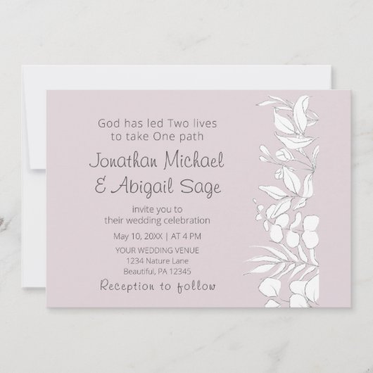 Weißer Eukalyptus auf der Christlichen Hochzeit vo Einladung (Vorderseite)