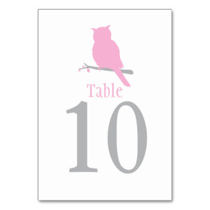 Weißer Eulenvogel, der rosa Ereignis-Tischnummern Tischnummer