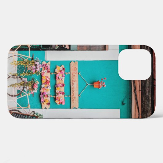 WEISSER FAHRRAD PARKIERT NEBEN AQUAMARIN GEMALTEM  Case-Mate iPhone HÜLLE (Rückseite (Horizontal))