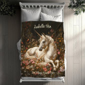 Weißer Fantasy-Wald Unicorn Verweilen in den Blume Fleecedecke