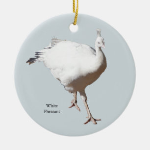 Weißer Fasan-Schmuck Keramik Ornament
