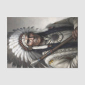 Weißer Federnhäuptling & Tomahawk Dekoupage Seidenpapier (Vorderseite)