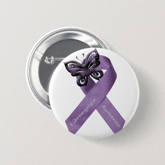 Weißer Fibromyalgia-Knopf Button (Vorne & Hinten)