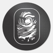 Weißer Fingerabdruck auf schwarz Runder Aufkleber (Vorderseite)