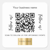 Weißer Firmenname qr Logo Quadratischer Aufkleber (Vorderseite)