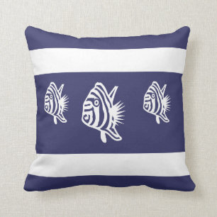 Weißer Fisch auf der weichen Marine PILLOW Küstenl Kissen