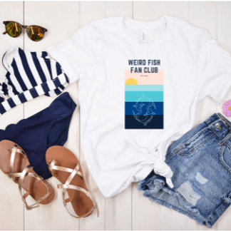 Weißer Fisch Club Stilvolles Ocean Sunset T-Shirt