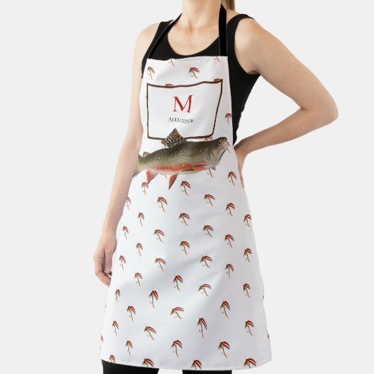 Weißer Fisch Forelle Fisherman Flies Aquarell Schürze (InSitu)