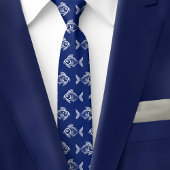 Weißer Fisch im tiefen Blauen Meer Krawatte