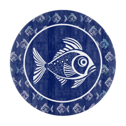 Weißer Fisch im tiefen Blauen Meer Schneidebrett (Vorderseite)