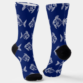 Weißer Fisch im tiefen Blauen Meer Socken
