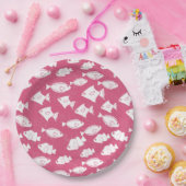 Weißer Fisch Schwimmen am rosa Meer Pappteller (Party)