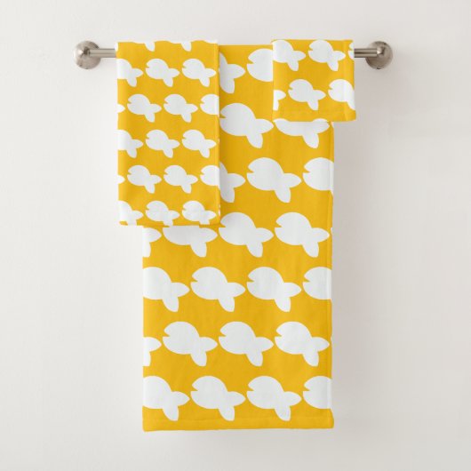 Weißer Fischiger Fischiger Kinder Gelb Badhandtuch Set (Insitu)